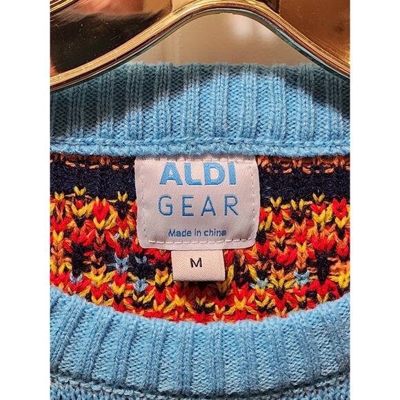 Aldi Gear Ugly Christmas Sweater Men’s M Snowflakes Retro Holiday Knit - Picture 4 of 7